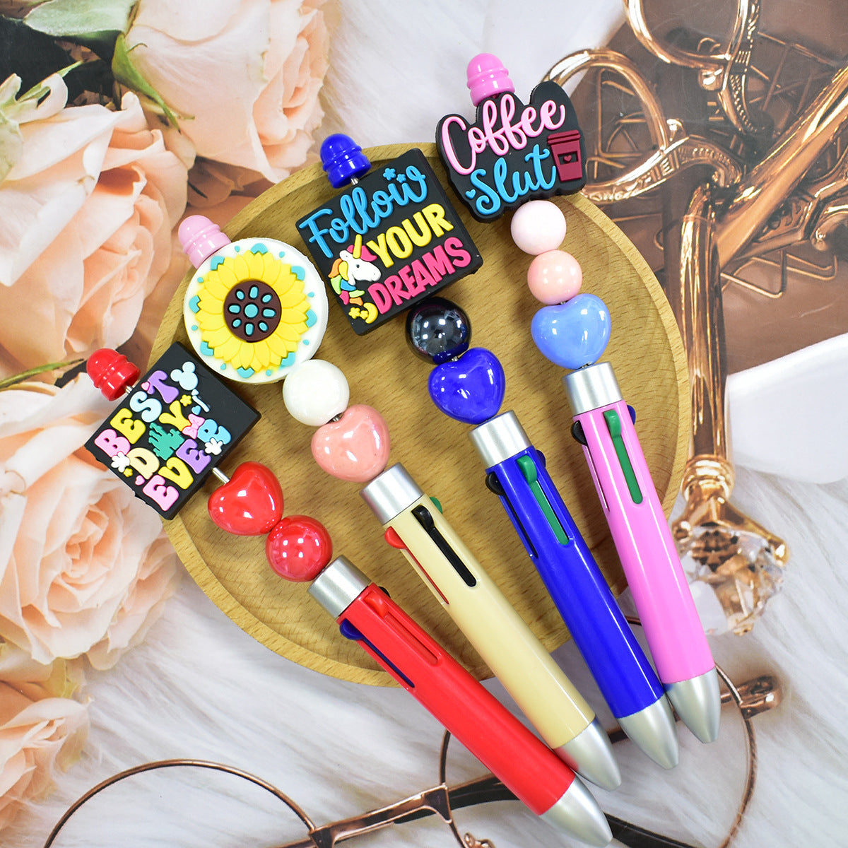 Wholesale   Random 100pcs/pack   Cartoon Student Stationery Decorative Beads